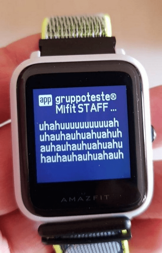 Пример SMS-сообщения на умных часах Амазфит Бип